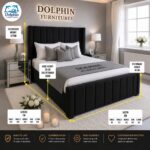 Dolphin Midnight Luxury Wing Back Bed Frame With Optional Ottoman Storage - Image 7