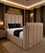 Dolphin Uphlostered Leaf Style Luxury TV Bed With Optional Ottoman Storage