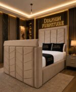 Dolphin Uphlostered Leaf Style Luxury TV Bed With Optional Ottoman Storage - Image 7