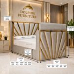 Luxury Sunrise Golden Strip Remote Control TV Bed Frame With Optional Ottoman Storage