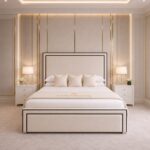 Luxury Tender Uphlostered Piping Designer Bed With Optional Ottoman Storage - Image 4