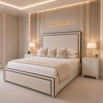 Luxury Tender Uphlostered Piping Designer Bed With Optional Ottoman Storage - Image 7