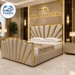 Luxury Uphlostered King Style Designer Strip Bed Frame With Optional Ottoman Storage - Image 3