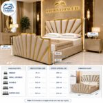 Luxury Uphlostered King Style Designer Strip Bed Frame With Optional Ottoman Storage - Image 5