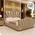 Luxury Uphlostered King Style Designer Strip Bed Frame With Optional Ottoman Storage