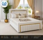 Modern Designer Luxury Gold Strip Tiger Bed Frame With Optional Ottoman Storage