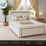Modern Designer Luxury Gold Strip Tiger Bed Frame With Optional Ottoman Storage