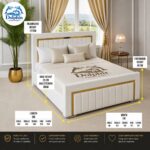 Modern Designer Luxury Gold Strip Tiger Bed Frame With Optional Ottoman Storage - Image 6