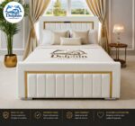 Modern Designer Luxury Gold Strip Tiger Bed Frame With Optional Ottoman Storage - Image 7