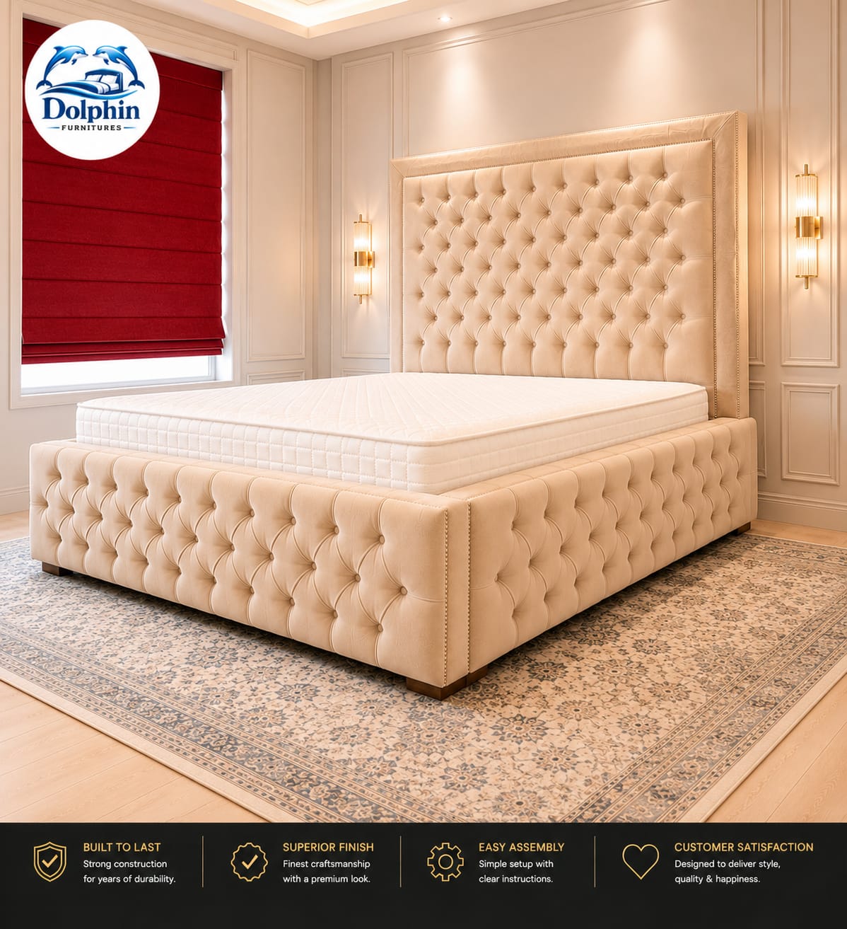 Modern Elegant Royal Chesterfield Design Nepolian Bed (5) Modern Elegant Royal Chesterfield Design Nepolian Bed - Image 1