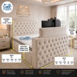 Modern Luxury Bridge Design  Chesterfield Style Remote Control TV Bed Frame With Optional Ottoman Storage - Image 4