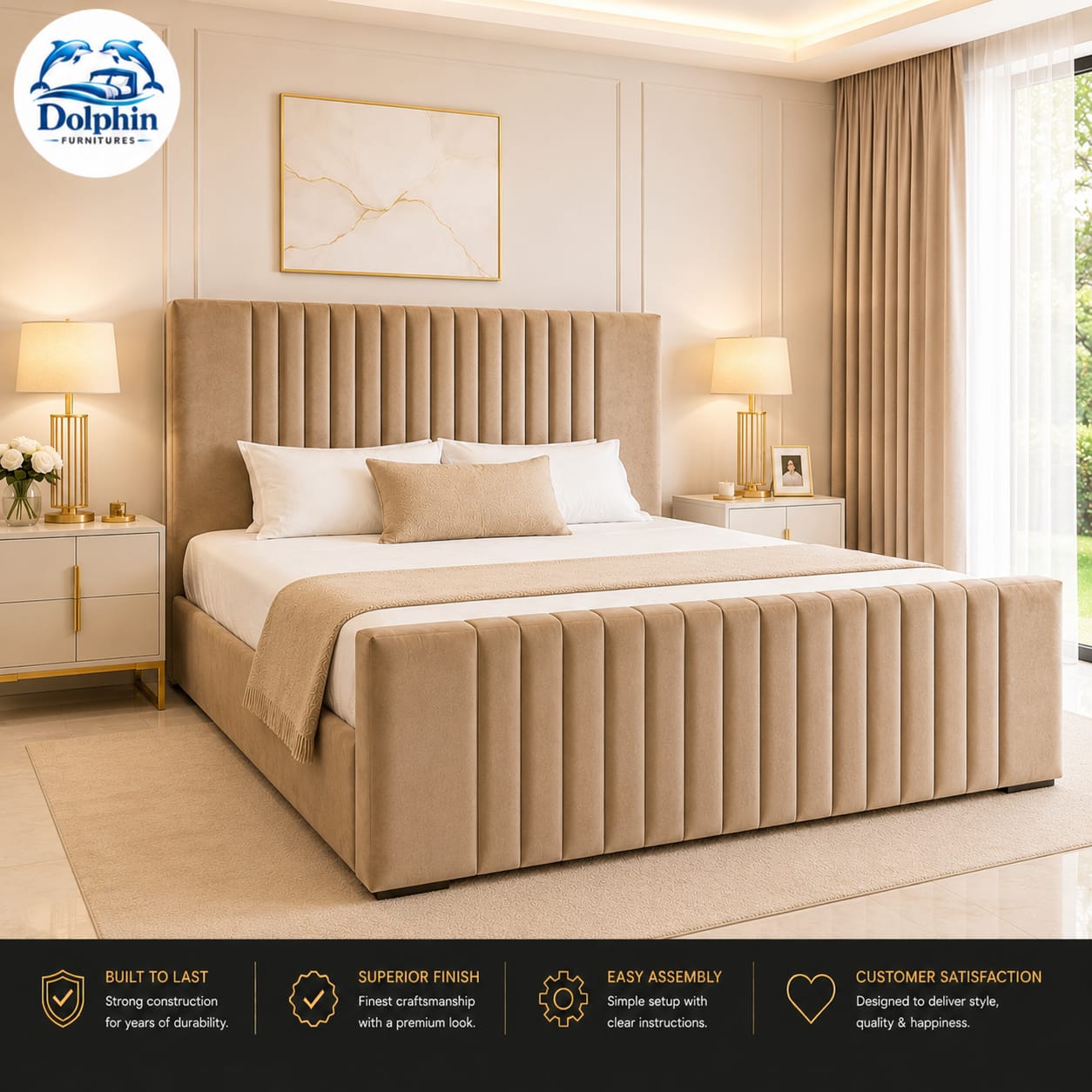 Modern Style Monaco Panel Design Uphlosteted Bed Frame With Optional Storage (4) Modern Style Monaco Panel Design Uphlosteted Bed Frame With Optional Storage - Image 1