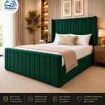 Premiun Royal Style Wing Back British Vertical Design  Bed With Optional Ottoman Storage