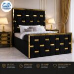 The Luxury Style London Eye Designer Gold Strip Bed With Optional Ottoman Storage