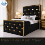 The Luxury Style London Eye Designer Gold Strip Bed With Optional Ottoman Storage - Image 7